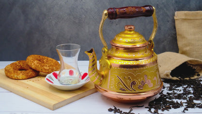 Bakır Çaydanlık, 1600 Ml-3200 Ml, Altın