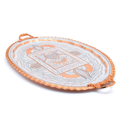 Bakır Oval Servis Tepsisi, Mavi