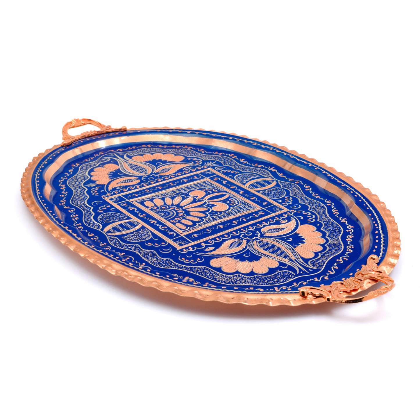 Bakır Oval Servis Tepsisi, Beyaz