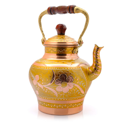 Bakır Nostaljik Çaydanlık, 1900 Ml, Mavi
