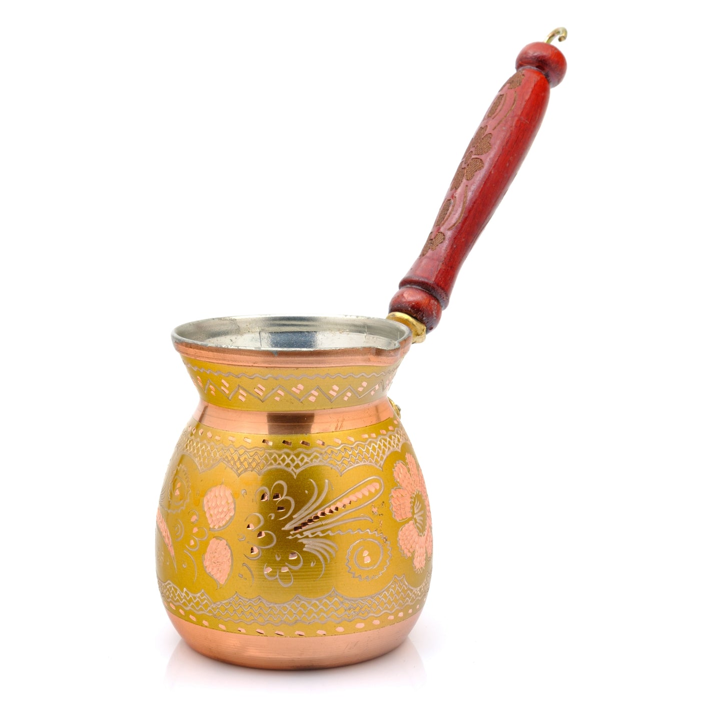 Bakır Türk Kahvesi Cezvesi,  Renkli