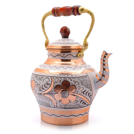 Bakır Nostaljik Çaydanlık, 1900 Ml, Beyaz