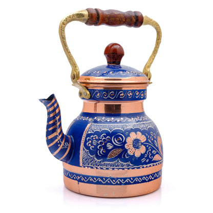 Bakır Küçük Boy Tekli Çaydanlık, 1300 Ml, Beyaz