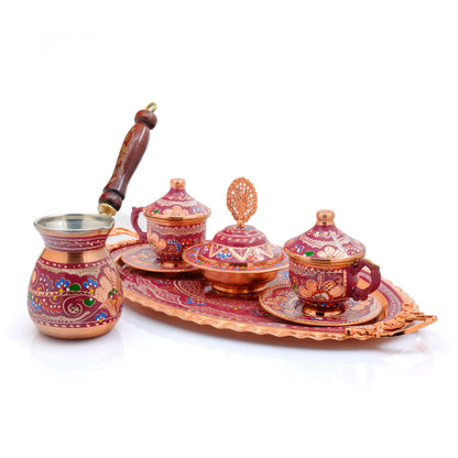 2-6 Kişilik Bakır Fincan Seti, Renkli