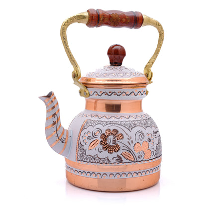 Bakır Küçük Boy Tekli Çaydanlık, 1300 Ml, Lila