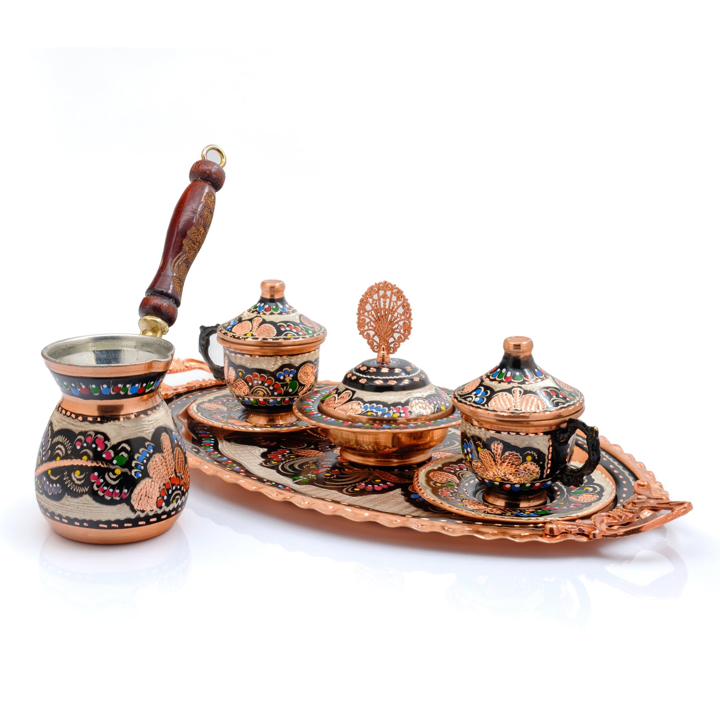 2-6 Kişilik Bakır Fincan Seti, Renkli