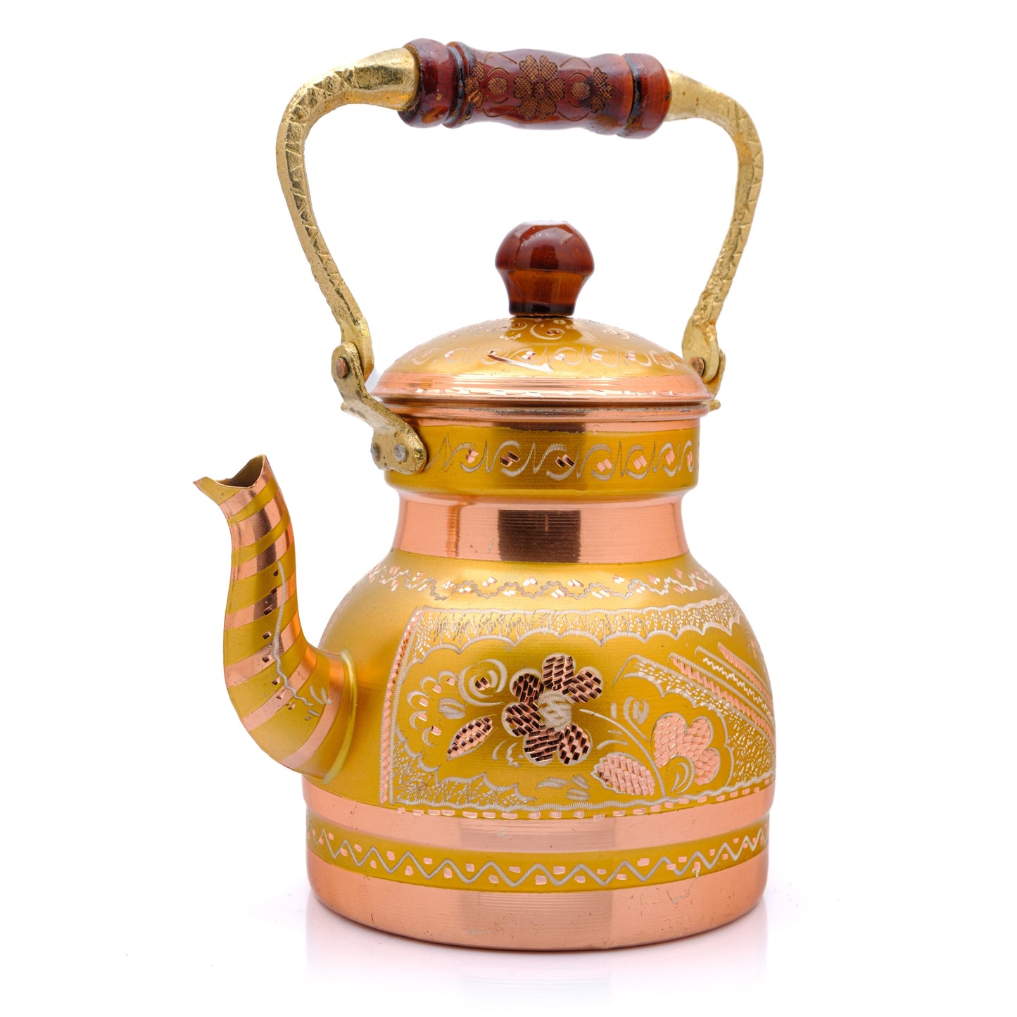 Bakır Küçük Boy Tekli Çaydanlık, 1300 Ml, Beyaz