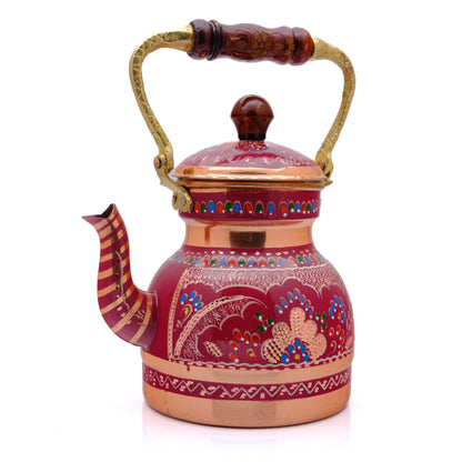 Bakır Küçük Boy Tekli Çaydanlık, 1300 Ml, Lila