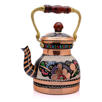 Bakır Küçük Boy Tekli Çaydanlık, 1300 Ml, Beyaz