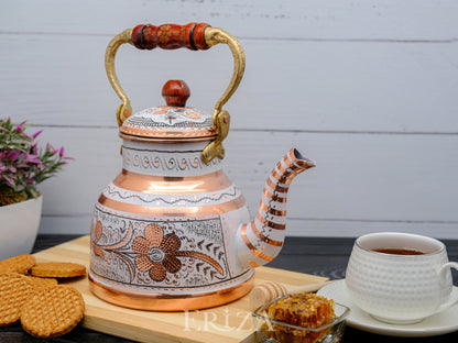 Bakır Çaydanlık, 1700 Ml, Beyaz