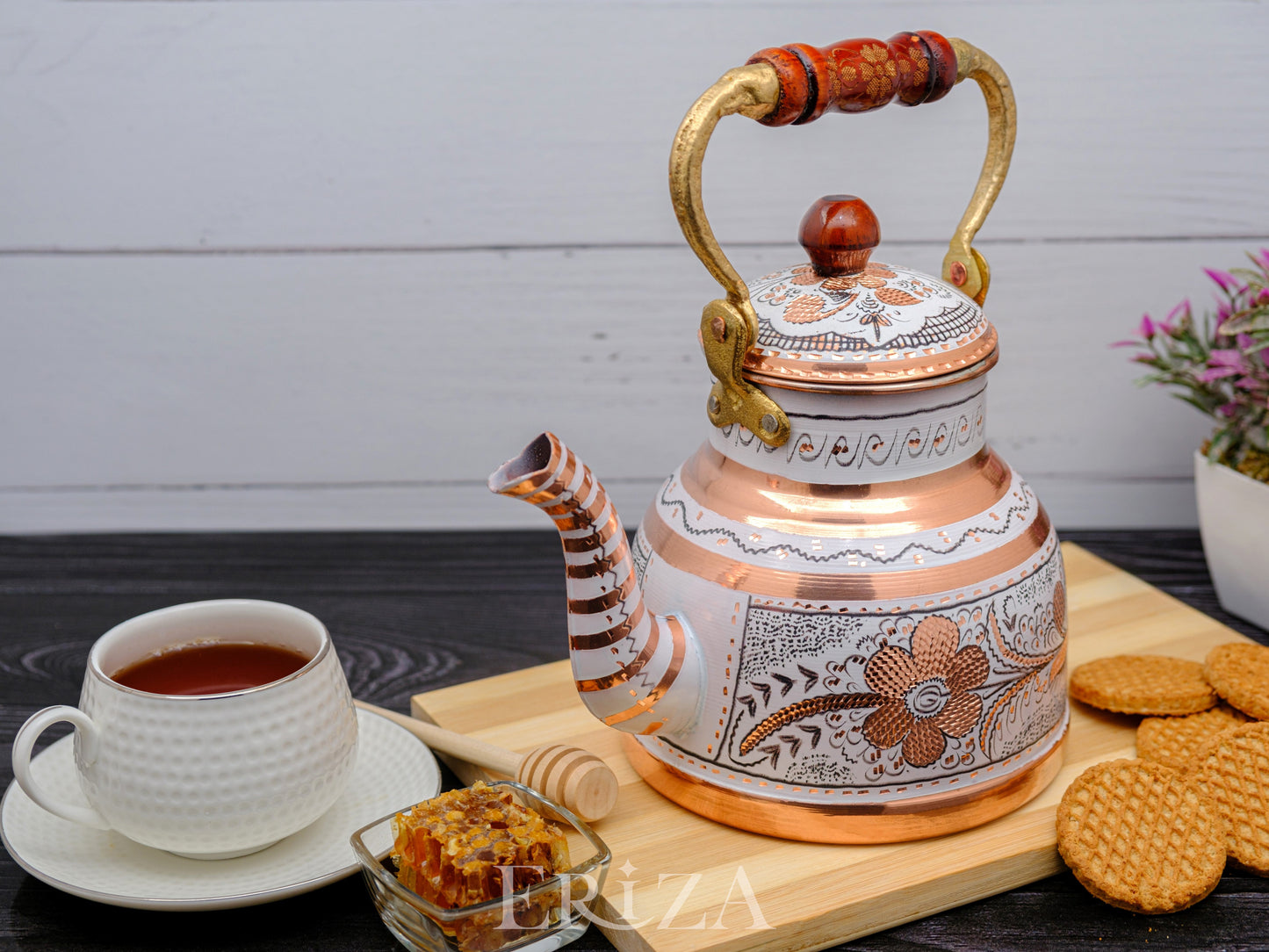 Bakır Çaydanlık, 1700 Ml, Beyaz