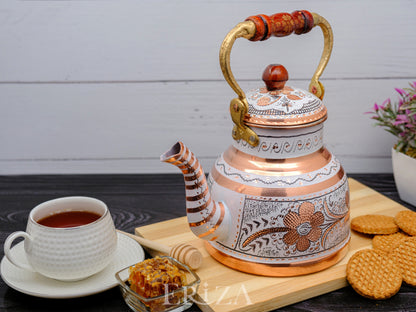 Bakır Çaydanlık, 1700 Ml, Beyaz