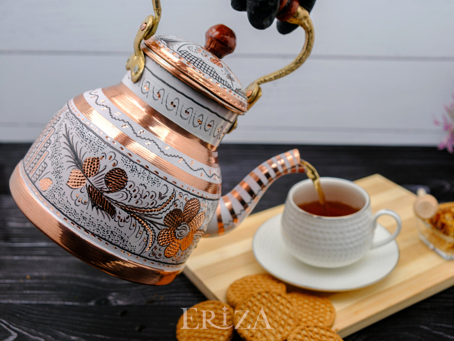 Bakır Çaydanlık, 1700 Ml, Beyaz