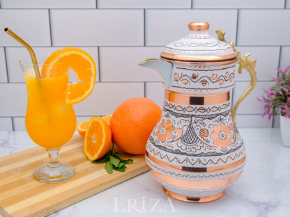 Bakır Kapaklı Sürahi, 2200 Ml, Beyaz