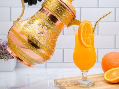 Bakır Kapaklı Sürahi, 2200 Ml, Altın