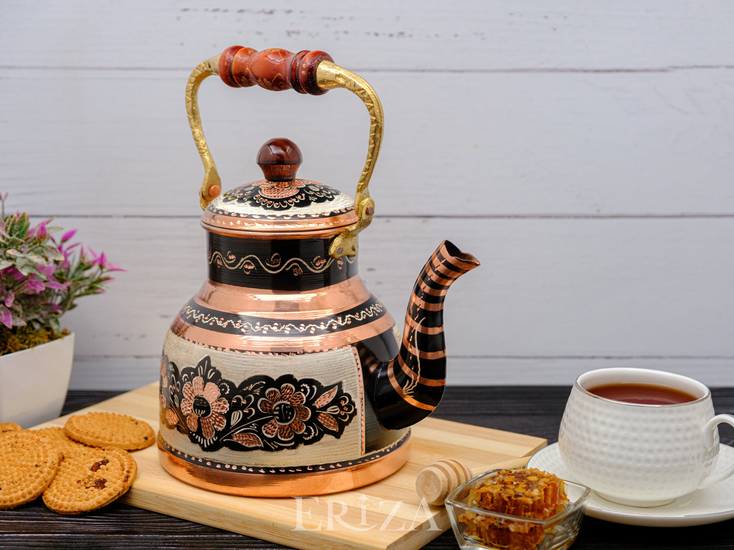 Bakır Çaydanlık, 1700 Ml, Siyah