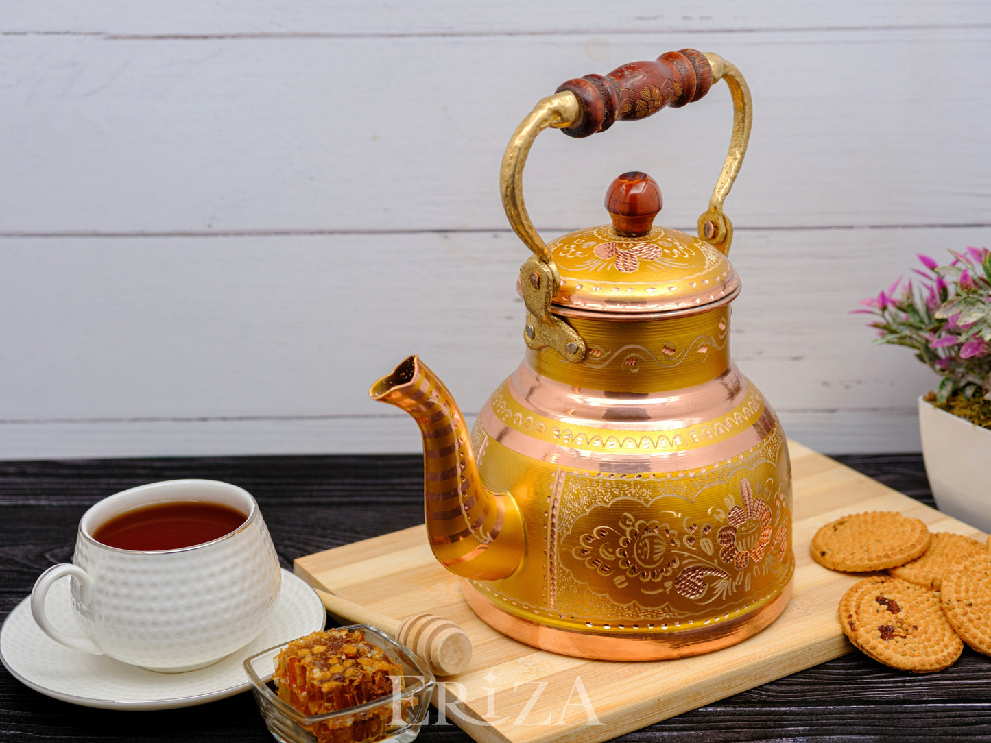 Bakır Çaydanlık, 1700 Ml, Altın
