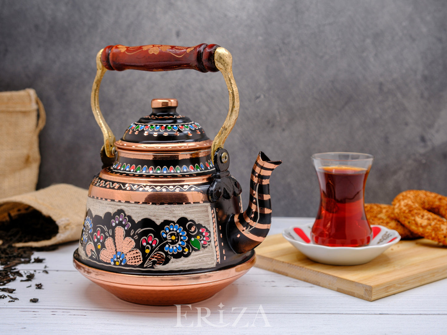 Bakır Çaydanlık, 1600 Ml-3200 Ml, Renkli