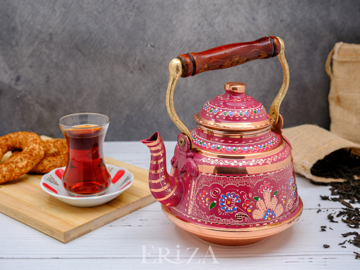 Bakır Çaydanlık, 1600 Ml-3200 Ml, Lila