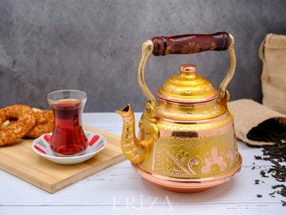Bakır Çaydanlık, 1600 Ml-3200 Ml, Altın