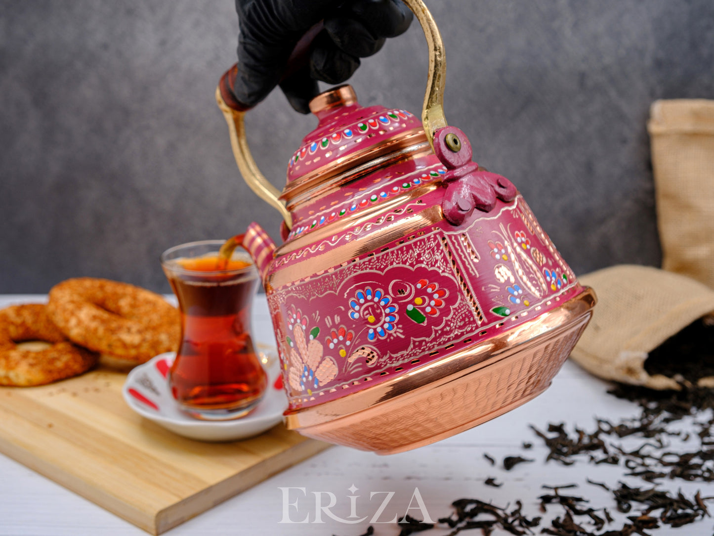 Bakır Çaydanlık, 1600 Ml-3200 Ml, Lila