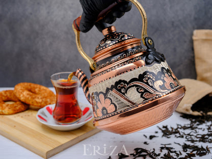 Bakır Çaydanlık, 1600 Ml-3200 Ml, Siyah