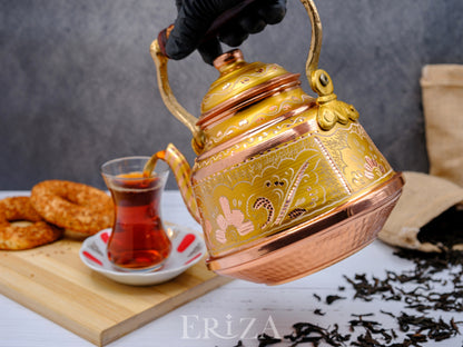 Bakır Çaydanlık, 1600 Ml-3200 Ml, Altın