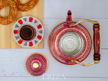 Bakır Çaydanlık, 1600 Ml-3200 Ml, Lila