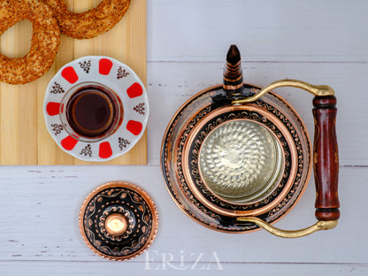 Bakır Çaydanlık, 1600 Ml-3200 Ml, Siyah