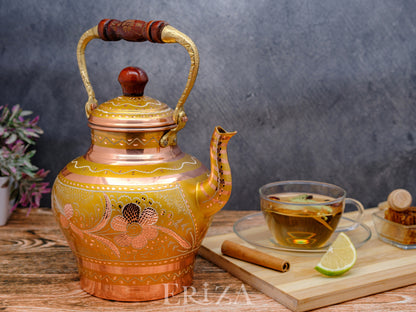 Bakır Nostaljik Çaydanlık, 1900 Ml, Altın