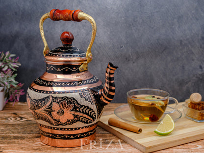 Bakır Nostaljik Çaydanlık, 1900 Ml, Siyah