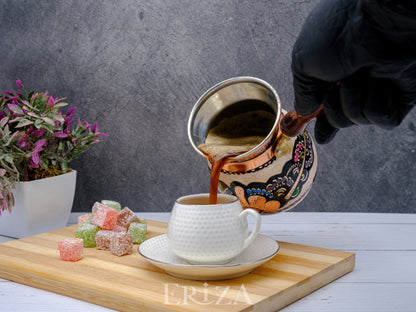 Bakır Türk Kahvesi Cezvesi,  Renkli