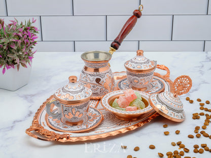 2-6 Kişilik Bakır Fincan Seti, Beyaz