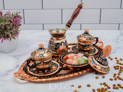 2-6 Kişilik Bakır Fincan Seti, Renkli