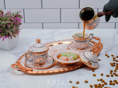 2-6 Kişilik Bakır Fincan Seti, Beyaz