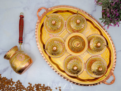 2-6 Kişilik Bakır Fincan Seti, Renkli