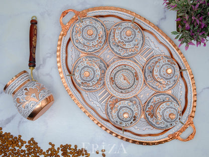 2-6 Kişilik Bakır Fincan Seti, Renkli