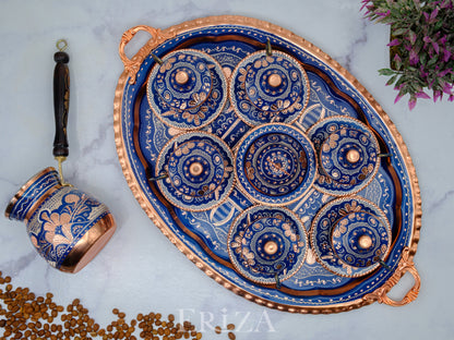 2-6 Kişilik Bakır Fincan Seti, Renkli