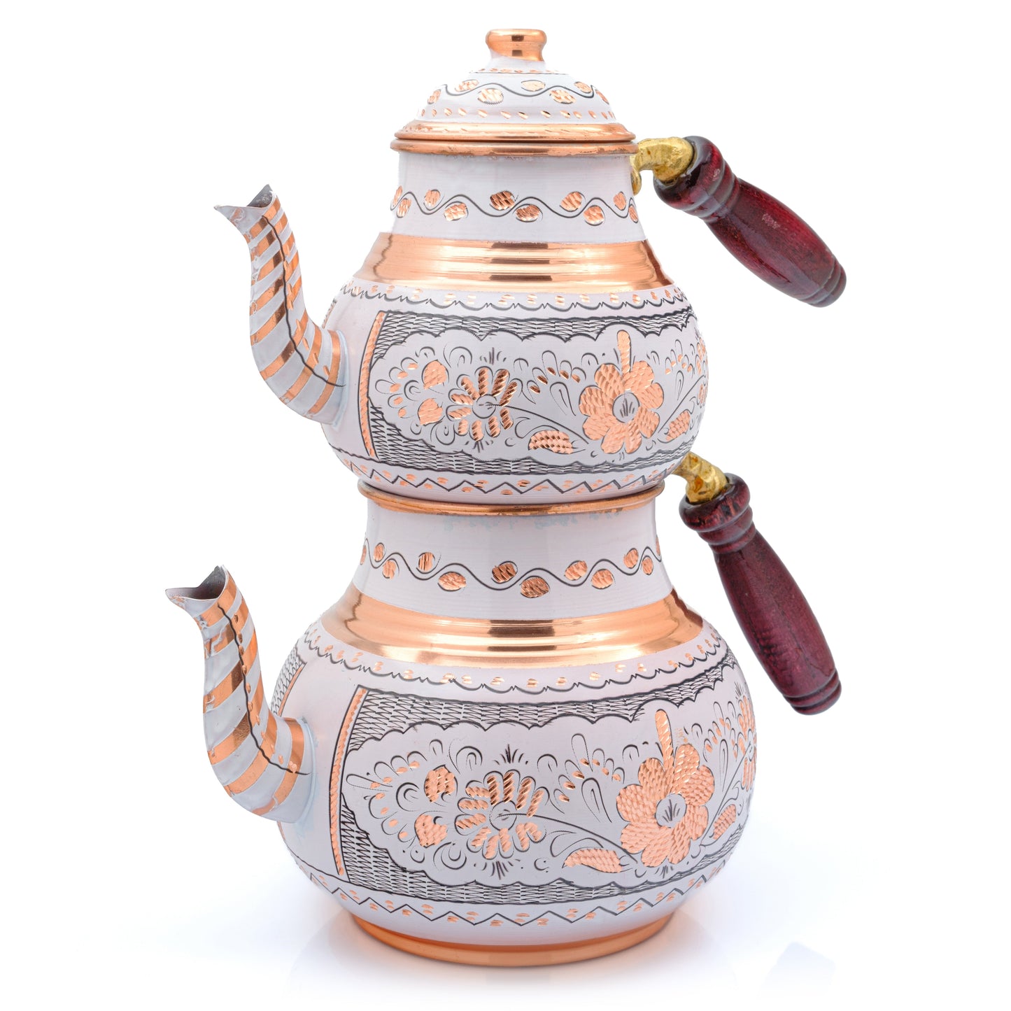 Bakır İkili Çaydanlık, 2850 Ml, Lila
