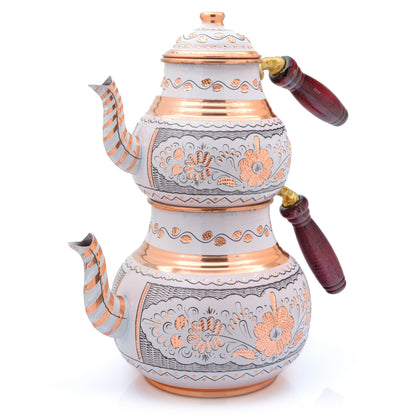 Bakır İkili Çaydanlık, 2850 Ml, Lila