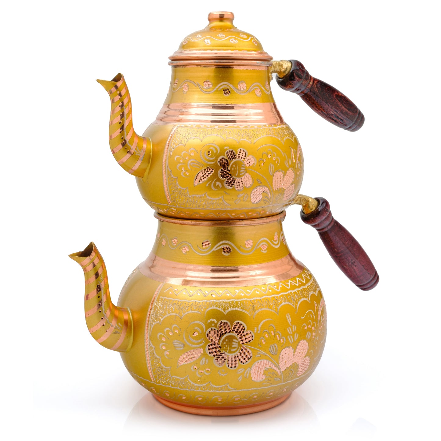 Bakır İkili Çaydanlık, 2850 Ml, Mavi
