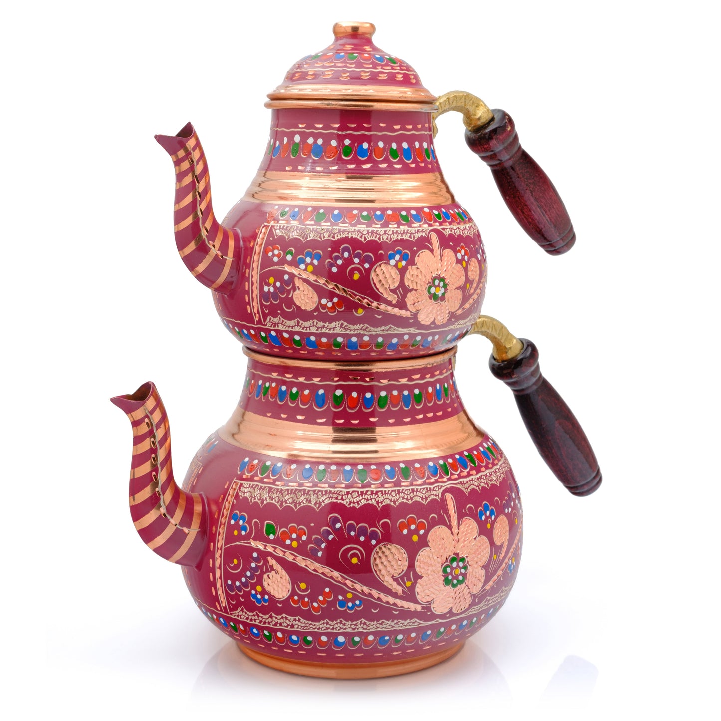 Bakır İkili Çaydanlık, 2850 Ml, Lila