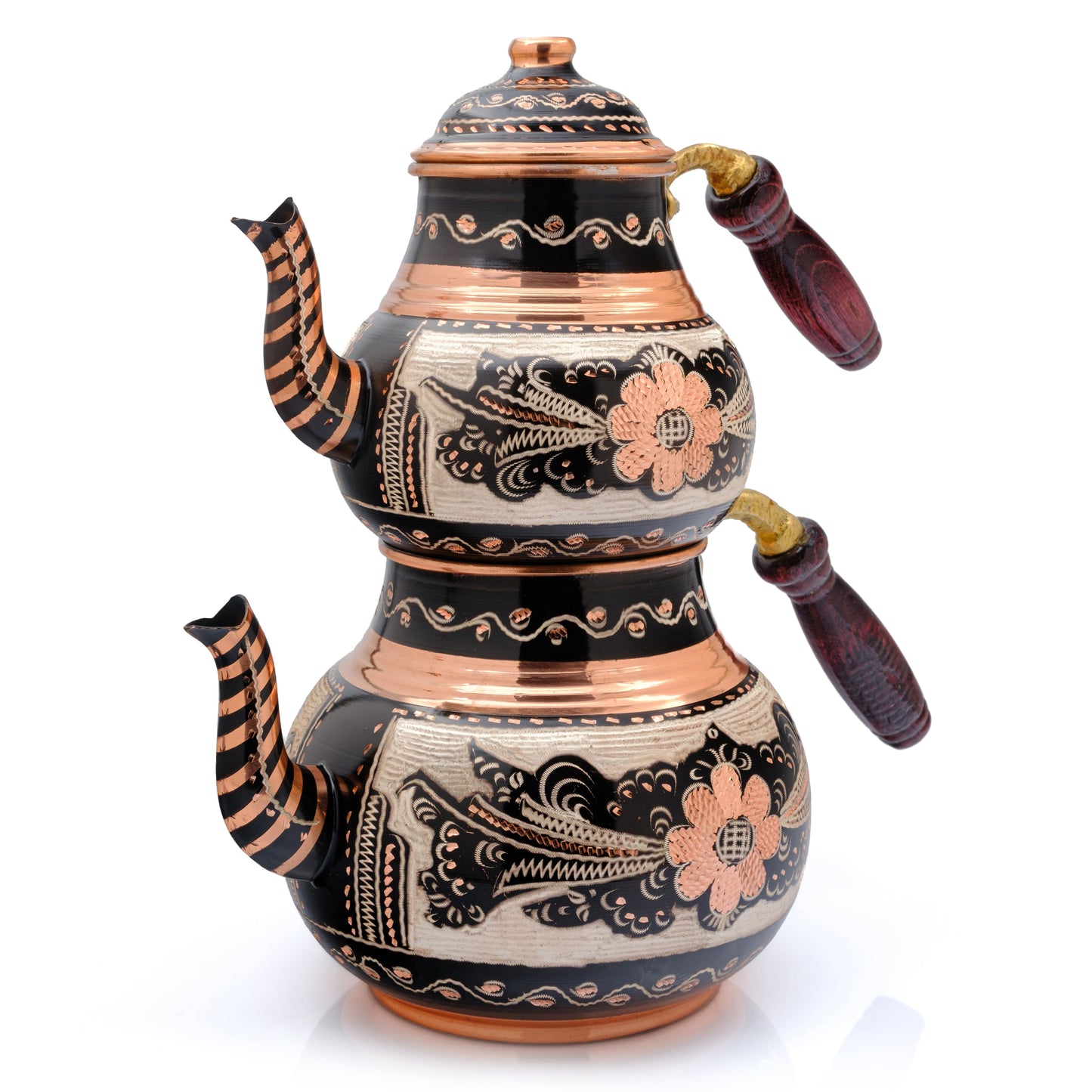 Bakır İkili Çaydanlık, 2850 Ml, Altın