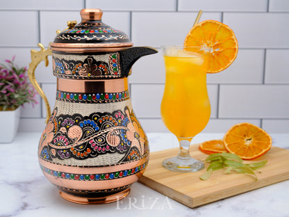 Bakır Kapaklı Sürahi, 2200 Ml, Renkli