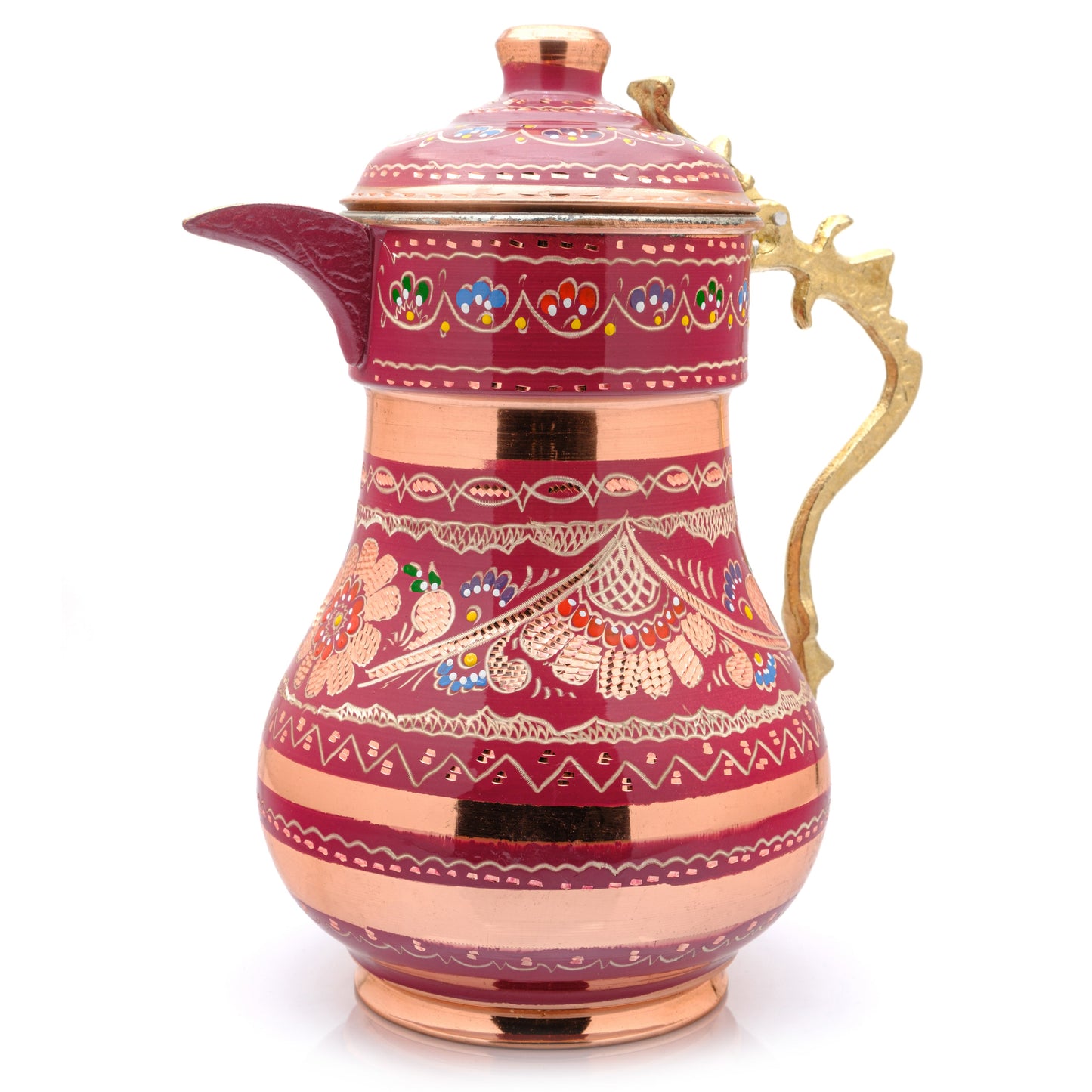 Bakır Kapaklı Sürahi, 2200 Ml, Renkli