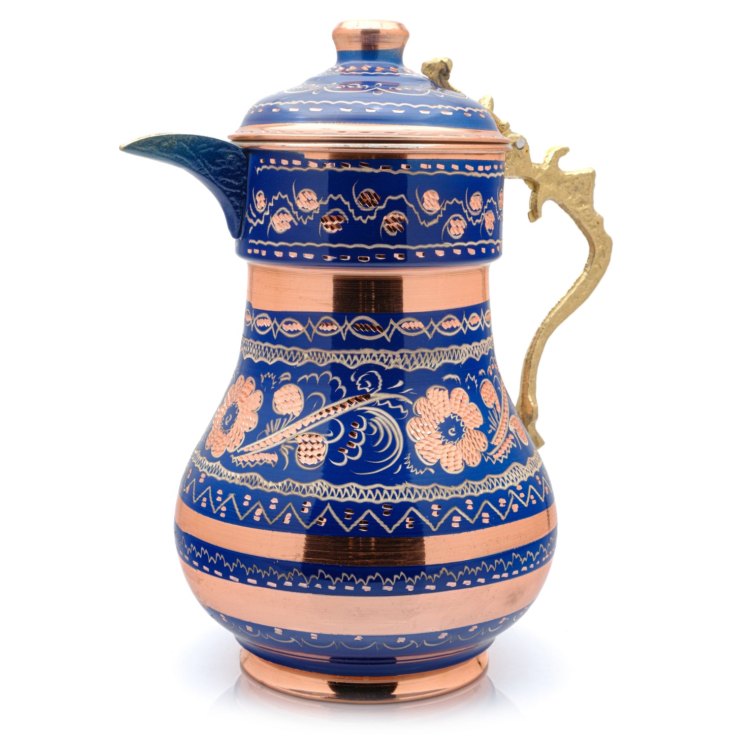 Bakır Kapaklı Sürahi, 2200 Ml, Mavi